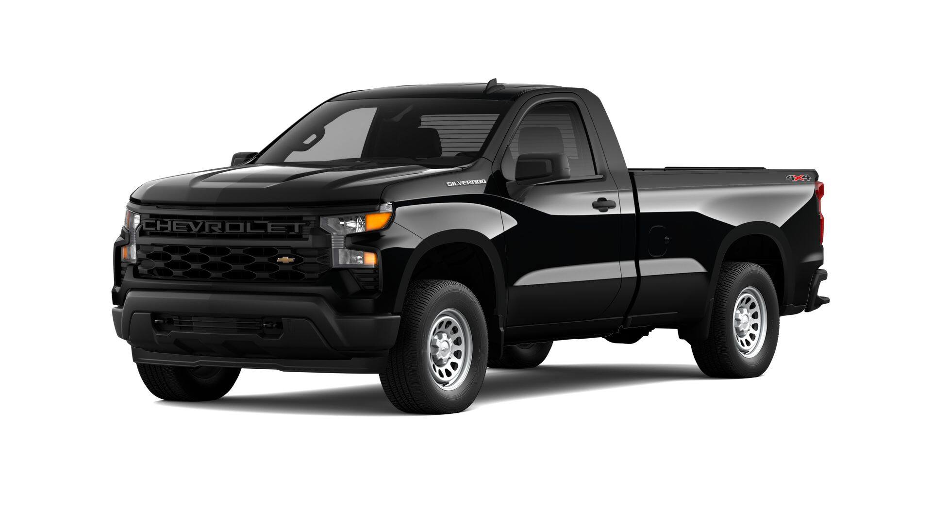 2026 Chevrolet Silverado 1500 WT in Black — front three-quarter view